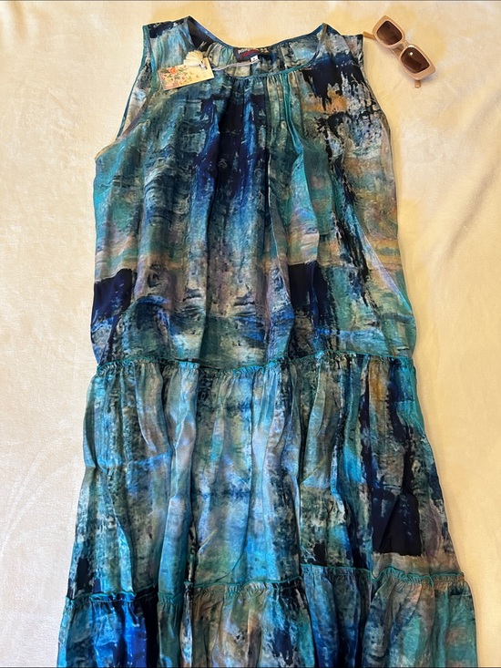 Johnny Was Dresses & Skirts - Johnny Was Sleeveless Blue Multi-Print Tiered Maxi Dress